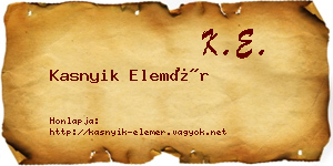 Kasnyik Elemér névjegykártya
